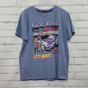 Romwe Men's Soft Cotton Blend "New York Left Road" Car Design Graphic T-Shirt